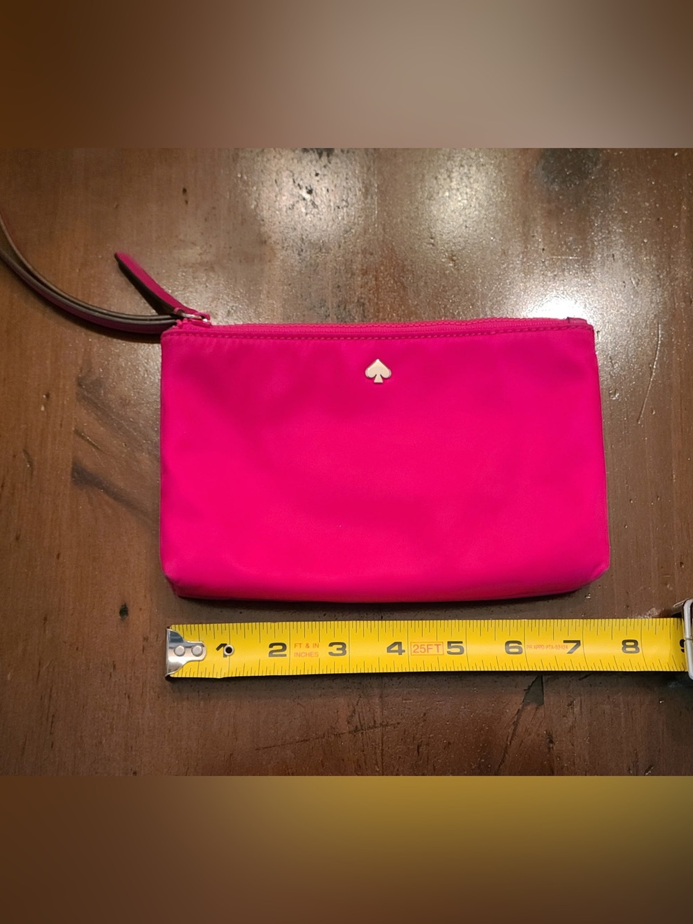 Hot Pink Kate Spade Wristlet Nylon Fabric Pouch Double Zippered Clutch Bag